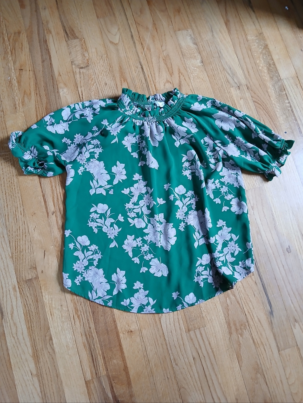 Green Floral High Neck Top
